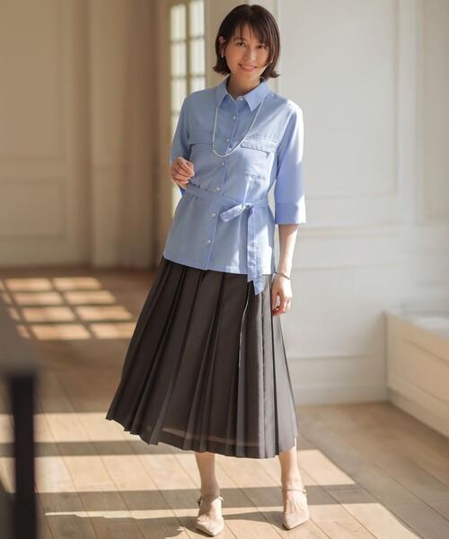 J.PRESS Ladies（J.プレス レディス）の「リネンシアースラブ シャツ ブラウス（シャツ/ブラウス・レディース・ベージュ系/ブルー系/グレー系/ネイビー系・XS）」の6枚目の写真