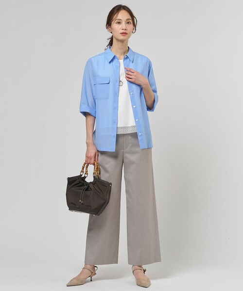 J.PRESS Ladies（J.プレス レディス）の「リネンシアースラブ シャツ ブラウス（シャツ/ブラウス・レディース・ベージュ系/ブルー系/グレー系/ネイビー系・XS）」の11枚目の写真