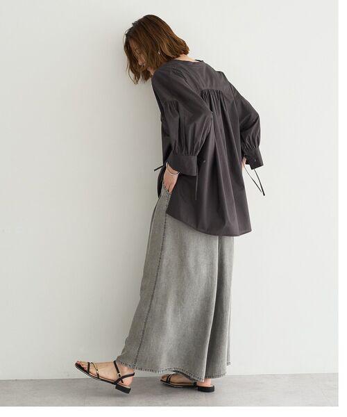 YECCA VECCA(イェッカヴェッカ)の「ORGABITS 5分袖スキッパーシャツ(シャツ/ブラウス・レディース・ブルーグリーン/ベージュ/チャコールグレー・FREE)」の6枚目の写真