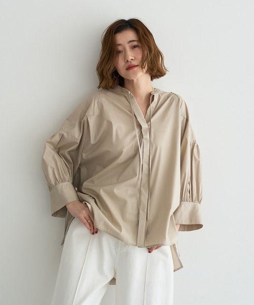 YECCA VECCA(イェッカヴェッカ)の「ORGABITS 5分袖スキッパーシャツ(シャツ/ブラウス・レディース・ブルーグリーン/ベージュ/チャコールグレー・FREE)」の2枚目の写真