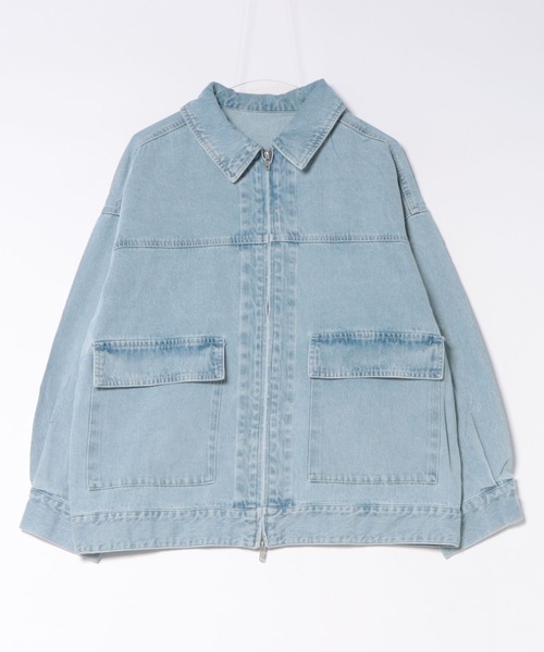 P.V.T(ピーブイティー)の「ビッグデニムブルゾン(デニムジャケット・レディース・Black/サックスブルー系/ブルー・M)」の7枚目の写真
