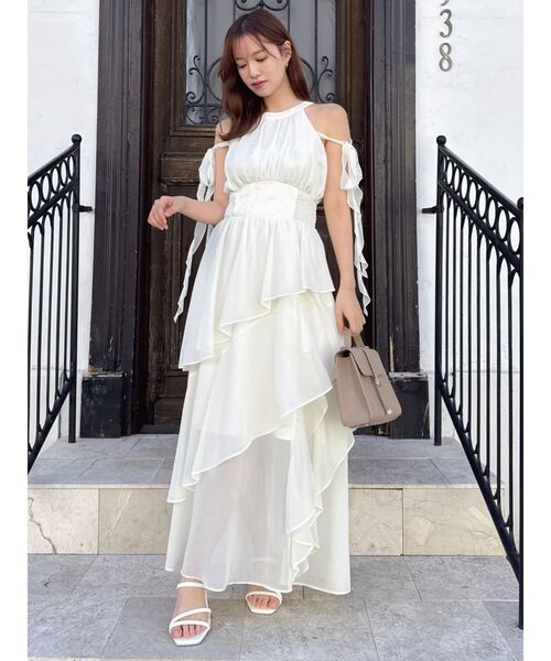 dazzlin（ダズリン）の「アシメフリルリボンシフオンワンピース（ワンピース・レディース・ピンク/アイボリー/ブラック/ブルー・SMALL/MEDIUM）」の6枚目の写真