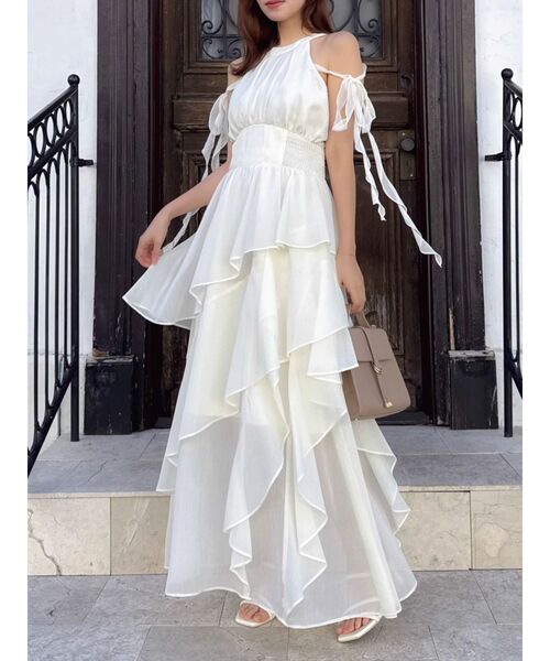 dazzlin（ダズリン）の「アシメフリルリボンシフオンワンピース（ワンピース・レディース・ピンク/アイボリー/ブラック/ブルー・SMALL/MEDIUM）」の7枚目の写真