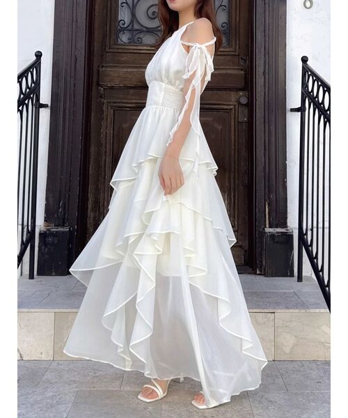 dazzlin（ダズリン）の「アシメフリルリボンシフオンワンピース（ワンピース・レディース・ピンク/アイボリー/ブラック/ブルー・SMALL/MEDIUM）」の8枚目の写真