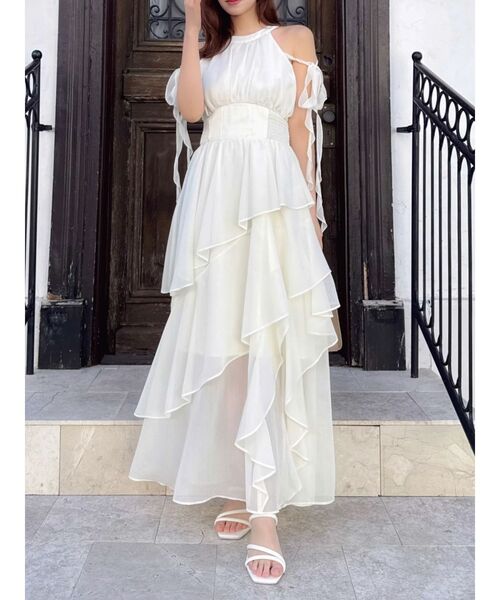 dazzlin（ダズリン）の「アシメフリルリボンシフオンワンピース（ワンピース・レディース・ピンク/アイボリー/ブラック/ブルー・SMALL/MEDIUM）」の9枚目の写真