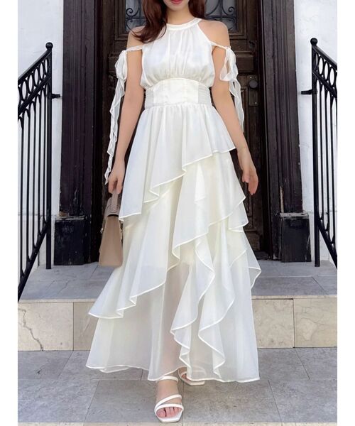 dazzlin（ダズリン）の「アシメフリルリボンシフオンワンピース（ワンピース・レディース・ピンク/アイボリー/ブラック/ブルー・SMALL/MEDIUM）」の10枚目の写真