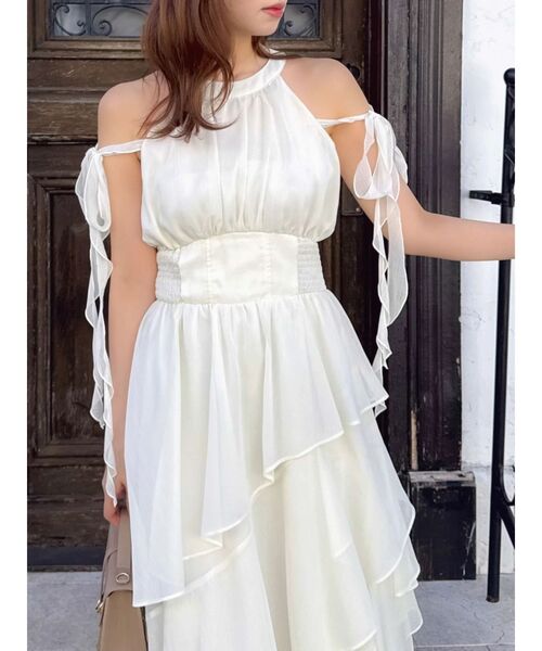 dazzlin（ダズリン）の「アシメフリルリボンシフオンワンピース（ワンピース・レディース・ピンク/アイボリー/ブラック/ブルー・SMALL/MEDIUM）」の12枚目の写真