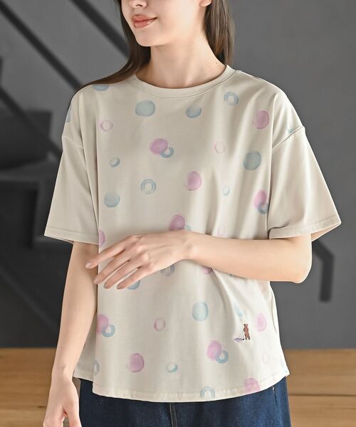 rps（アールピーエス）の「ＦｅｅｌＣｏｏｌドットＴシャツ（Tシャツ/カットソー・レディース・グレイッシュベージュ/オフホワイト/ミント・フリー）」の2枚目の写真