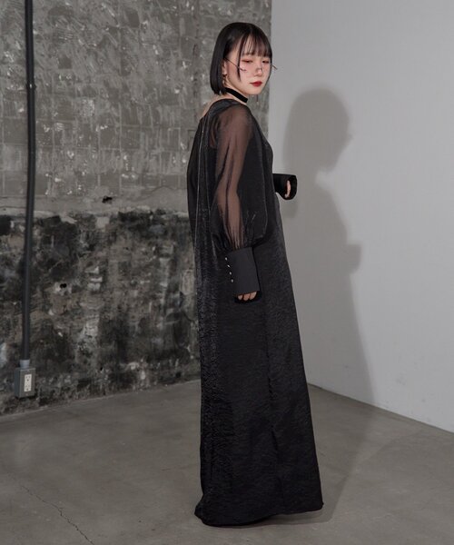 Mavie..7（メヴィセットゥ）の「【Mavie..7】《2SET》キャミワンピ+シアーワンピ（ワンピース・レディース・ブラック・SMALL/MEDIUM）」の3枚目の写真