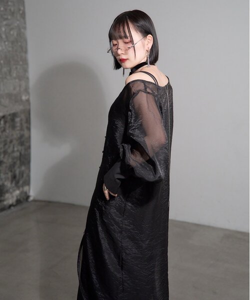 Mavie..7（メヴィセットゥ）の「【Mavie..7】《2SET》キャミワンピ+シアーワンピ（ワンピース・レディース・ブラック・SMALL/MEDIUM）」の4枚目の写真