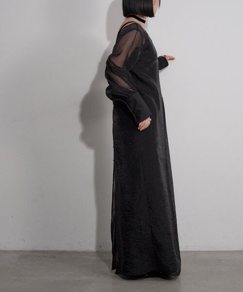 Mavie..7（メヴィセットゥ）の「【Mavie..7】《2SET》キャミワンピ+シアーワンピ（ワンピース・レディース・ブラック・SMALL/MEDIUM）」の6枚目の写真