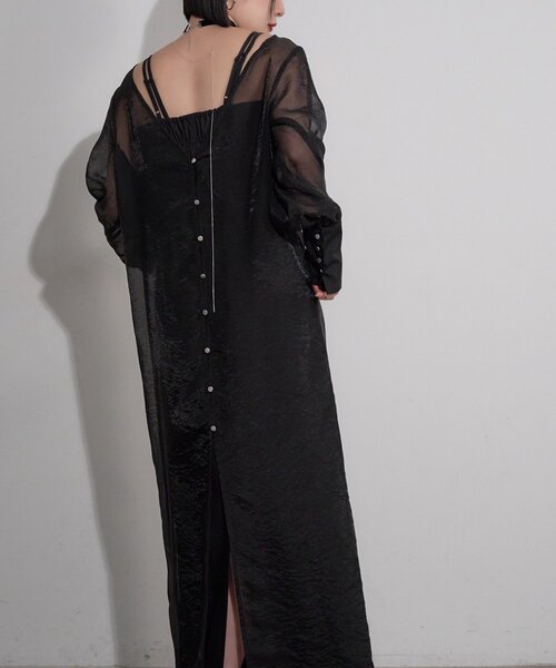 Mavie..7（メヴィセットゥ）の「【Mavie..7】《2SET》キャミワンピ+シアーワンピ（ワンピース・レディース・ブラック・SMALL/MEDIUM）」の7枚目の写真