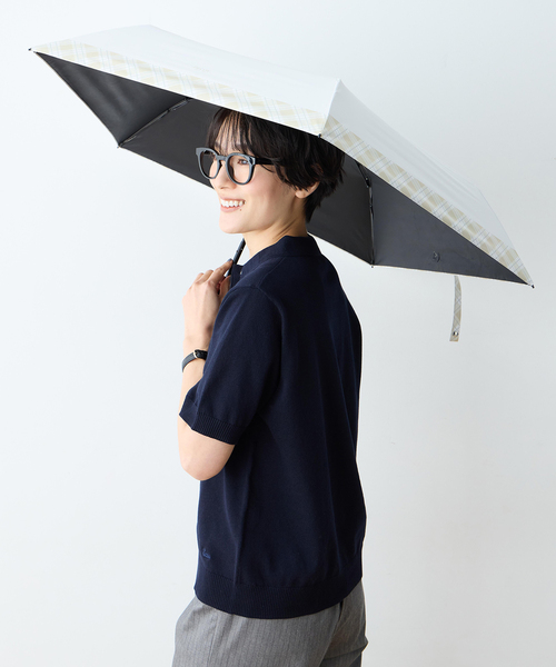 セール】チェック×無地折り畳み傘【晴雨兼用日傘・遮光率/UVカット100