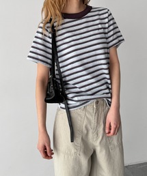 CANAL JEAN（キャナルジーン）の「Lakey Park　襟リブ胸刺繍ボーダーリンガーTシャツ（Tシャツ/カットソー・レディース）」