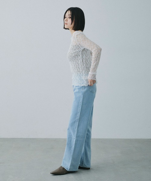 Clum（クルム）の「sheer lace tops / シアーレーストップス（Tシャツ/カットソー・レディース・ブラック/ホワイト/ベージュ・FREE）」の8枚目の写真