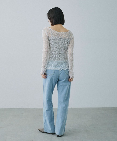 Clum（クルム）の「sheer lace tops / シアーレーストップス（Tシャツ/カットソー・レディース・ブラック/ホワイト/ベージュ・FREE）」の9枚目の写真