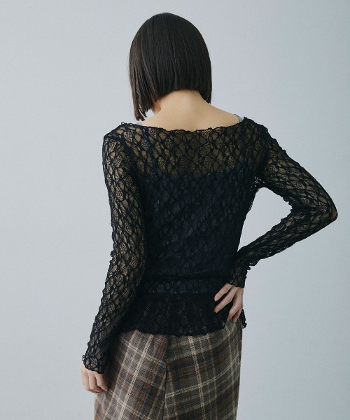 Clum（クルム）の「sheer lace tops / シアーレーストップス（Tシャツ/カットソー・レディース・ブラック/ホワイト/ベージュ・FREE）」の12枚目の写真