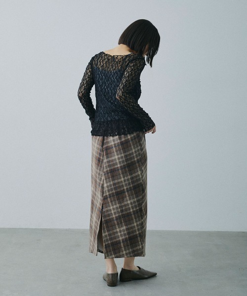 Clum（クルム）の「sheer lace tops / シアーレーストップス（Tシャツ/カットソー・レディース・ブラック/ホワイト/ベージュ・FREE）」の15枚目の写真