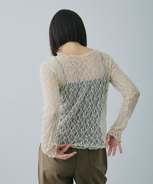 Clum（クルム）の「sheer lace tops / シアーレーストップス（Tシャツ/カットソー・レディース・ブラック/ホワイト/ベージュ・FREE）」の17枚目の写真