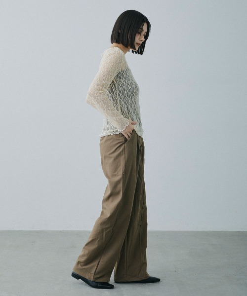 Clum（クルム）の「sheer lace tops / シアーレーストップス（Tシャツ/カットソー・レディース・ブラック/ホワイト/ベージュ・FREE）」の19枚目の写真