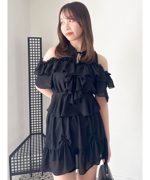 dazzlin(ダズリン)の「シフォンフリルカタアキペプラムブラウス(シャツ/ブラウス・レディース・ブラック/アイボリー/その他1・FREE)」の9枚目の写真