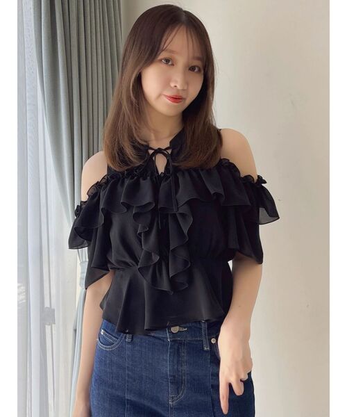 dazzlin(ダズリン)の「シフォンフリルカタアキペプラムブラウス(シャツ/ブラウス・レディース・ブラック/アイボリー/その他1・FREE)」の15枚目の写真
