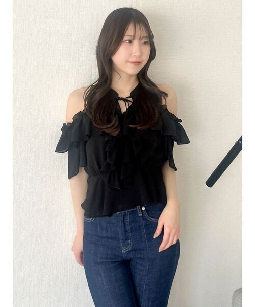 dazzlin(ダズリン)の「シフォンフリルカタアキペプラムブラウス(シャツ/ブラウス・レディース・ブラック/アイボリー/その他1・FREE)」の19枚目の写真