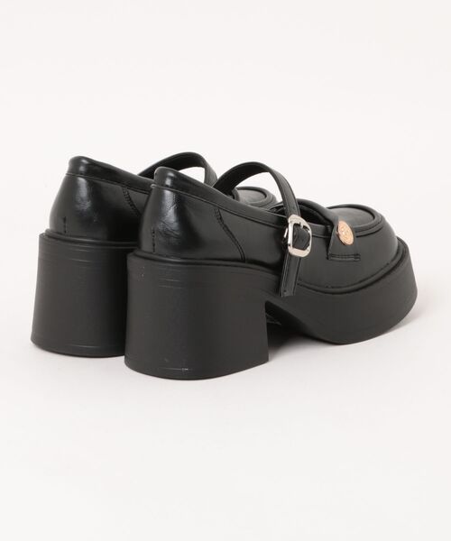 Shoes in Closet(シューズインクローゼット)の「+8.0㎝ 軽量 厚底 スクエアトゥ コイン アクセント メリージェーン ローファー パンプス 485(ローファー・レディース・ブラック/ダークブラウン・S/M/L/LL)」の3枚目の写真