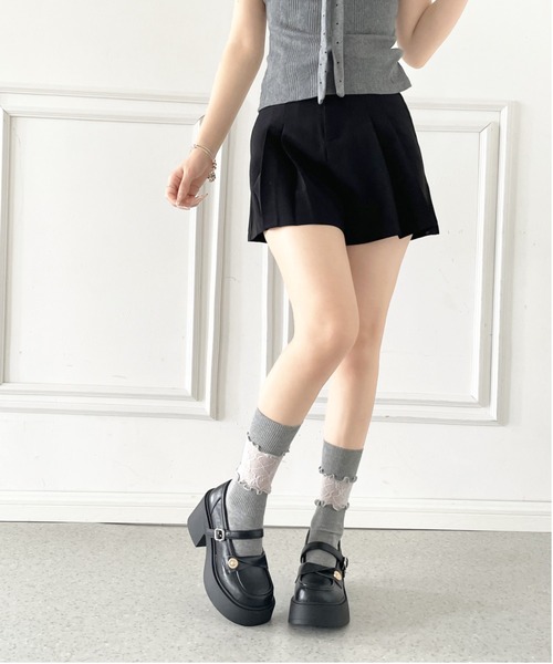 Shoes in Closet(シューズインクローゼット)の「+8.0㎝ 軽量 厚底 スクエアトゥ コイン アクセント メリージェーン ローファー パンプス 485(ローファー・レディース・ブラック/ダークブラウン・S/M/L/LL)」の5枚目の写真