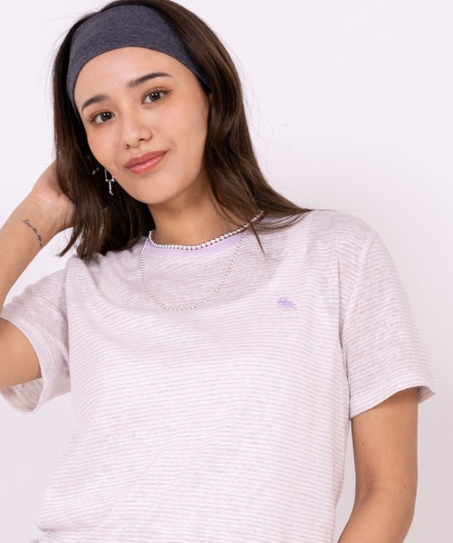 POLOCHAMPS（ポロチャンプス）の「【POLOCHAMPS】ポロチャンプス/ボーダー刺繍Tシャツ（Tシャツ/カットソー・レディース・グレー/パープル/ピンク・FREE）」の6枚目の写真