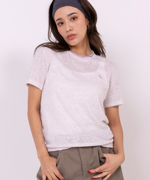 POLOCHAMPS（ポロチャンプス）の「【POLOCHAMPS】ポロチャンプス/ボーダー刺繍Tシャツ（Tシャツ/カットソー・レディース・グレー/パープル/ピンク・FREE）」の4枚目の写真