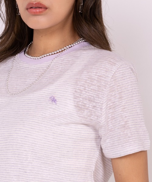 POLOCHAMPS（ポロチャンプス）の「【POLOCHAMPS】ポロチャンプス/ボーダー刺繍Tシャツ（Tシャツ/カットソー・レディース・グレー/パープル/ピンク・FREE）」の11枚目の写真