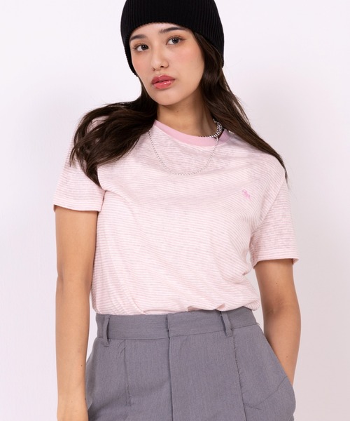 POLOCHAMPS（ポロチャンプス）の「【POLOCHAMPS】ポロチャンプス/ボーダー刺繍Tシャツ（Tシャツ/カットソー・レディース・グレー/パープル/ピンク・FREE）」の14枚目の写真