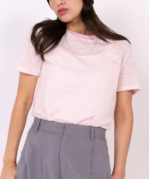POLOCHAMPS（ポロチャンプス）の「【POLOCHAMPS】ポロチャンプス/ボーダー刺繍Tシャツ（Tシャツ/カットソー・レディース・グレー/パープル/ピンク・FREE）」の19枚目の写真