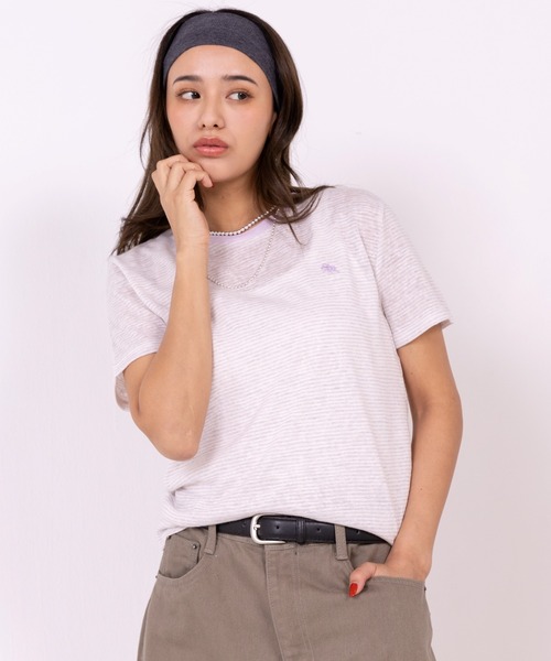 POLOCHAMPS（ポロチャンプス）の「【POLOCHAMPS】ポロチャンプス/ボーダー刺繍Tシャツ（Tシャツ/カットソー・レディース・グレー/パープル/ピンク・FREE）」の5枚目の写真