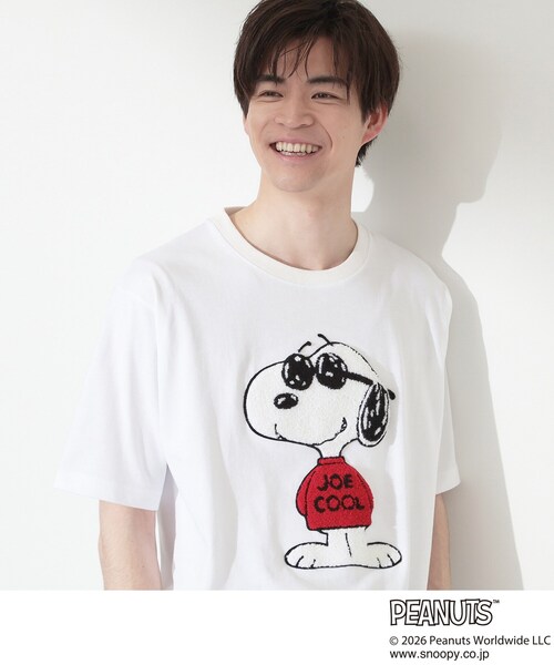 THE SHOP TK (ザ ショップ ティーケー )の「PEANUTS / ピーナッツ スヌーピー さがら刺繍 半袖Tシャツ(Tシャツ/カットソー・メンズ・ホワイト系8/ホワイト系6・04/02/03)」の1枚目の写真