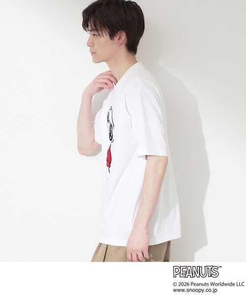 THE SHOP TK (ザ ショップ ティーケー )の「PEANUTS / ピーナッツ スヌーピー さがら刺繍 半袖Tシャツ(Tシャツ/カットソー・メンズ・ホワイト系8/ホワイト系6・04/02/03)」の3枚目の写真