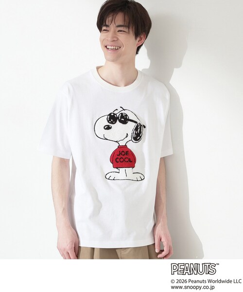 THE SHOP TK (ザ ショップ ティーケー )の「PEANUTS / ピーナッツ スヌーピー さがら刺繍 半袖Tシャツ(Tシャツ/カットソー・メンズ・ホワイト系8/ホワイト系6・04/02/03)」の4枚目の写真