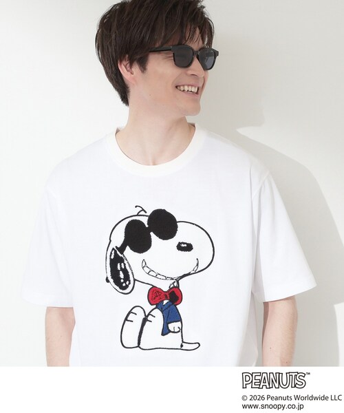 THE SHOP TK (ザ ショップ ティーケー )の「PEANUTS / ピーナッツ スヌーピー さがら刺繍 半袖Tシャツ(Tシャツ/カットソー・メンズ・ホワイト系8/ホワイト系6・04/02/03)」の7枚目の写真