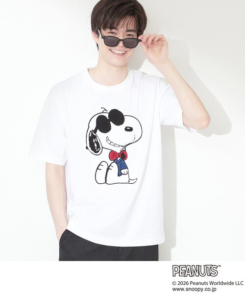 THE SHOP TK (ザ ショップ ティーケー )の「PEANUTS / ピーナッツ スヌーピー さがら刺繍 半袖Tシャツ(Tシャツ/カットソー・メンズ・ホワイト系8/ホワイト系6・04/02/03)」の8枚目の写真