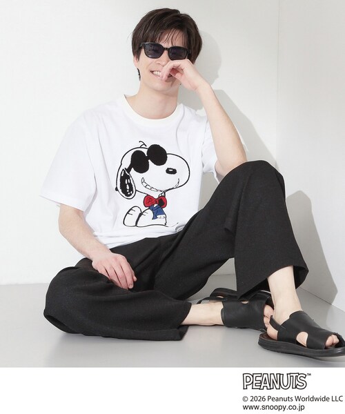 THE SHOP TK (ザ ショップ ティーケー )の「PEANUTS / ピーナッツ スヌーピー さがら刺繍 半袖Tシャツ(Tシャツ/カットソー・メンズ・ホワイト系8/ホワイト系6・04/02/03)」の9枚目の写真