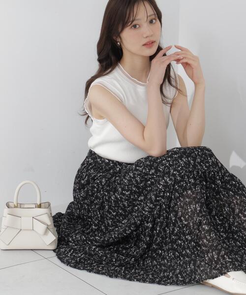 PROPORTION BODY DRESSING(プロポーションボディドレッシング)の「【中川紅葉さん着用】小花プリーツロングスカート / 1216120503(スカート・レディース・ブラック/ホワイト系その他・SMALL/MEDIUM/P/S)」の3枚目の写真