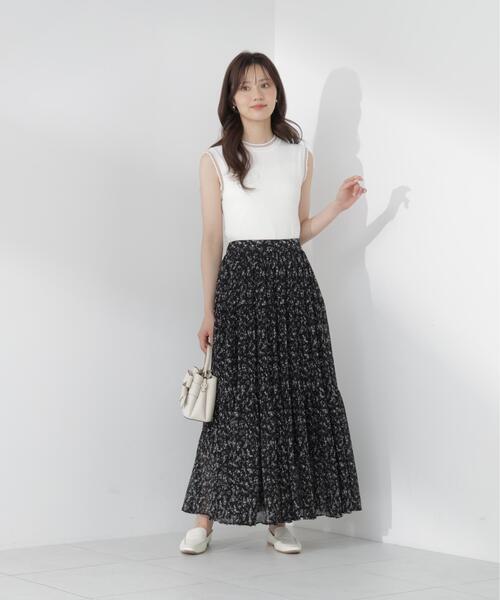 PROPORTION BODY DRESSING(プロポーションボディドレッシング)の「【中川紅葉さん着用】小花プリーツロングスカート / 1216120503(スカート・レディース・ブラック/ホワイト系その他・SMALL/MEDIUM/P/S)」の5枚目の写真