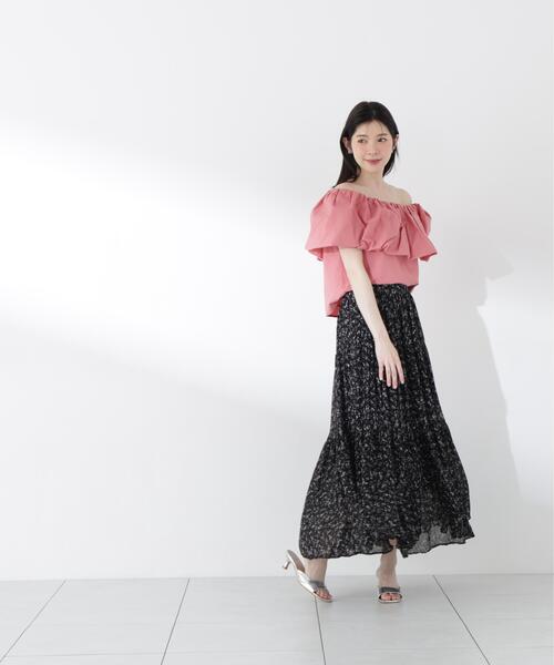 PROPORTION BODY DRESSING(プロポーションボディドレッシング)の「【中川紅葉さん着用】小花プリーツロングスカート / 1216120503(スカート・レディース・ブラック/ホワイト系その他・SMALL/MEDIUM/P/S)」の6枚目の写真