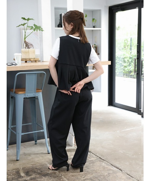 fifth(フィフス)の「【2点セット】ペプラムジップベスト×パンツ(セットアップ・レディース・チャコールグレー・M)」の5枚目の写真