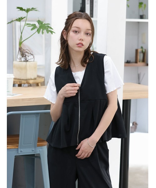 fifth(フィフス)の「【2点セット】ペプラムジップベスト×パンツ(セットアップ・レディース・チャコールグレー・M)」の7枚目の写真