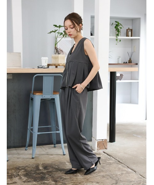 fifth(フィフス)の「【2点セット】ペプラムジップベスト×パンツ(セットアップ・レディース・チャコールグレー・M)」の11枚目の写真