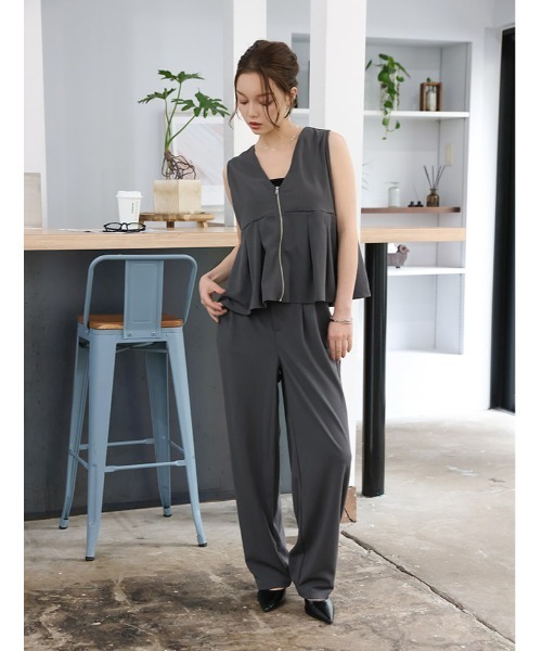 fifth(フィフス)の「【2点セット】ペプラムジップベスト×パンツ(セットアップ・レディース・チャコールグレー・M)」の20枚目の写真