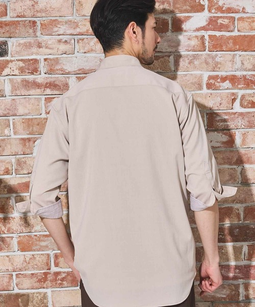 Nowadays by MEN'S BIGI(ナウアデイズバイメンズビギ)の「ストレッチカチオン七分袖シャツ(シャツ/ブラウス・メンズ・ライトブルー/ネイビー/ベージュ/ブルー/ブラウン・04/03/02)」の8枚目の写真