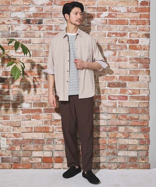 Nowadays by MEN'S BIGI(ナウアデイズバイメンズビギ)の「ストレッチカチオン七分袖シャツ(シャツ/ブラウス・メンズ・ライトブルー/ネイビー/ベージュ/ブルー/ブラウン・04/03/02)」の9枚目の写真